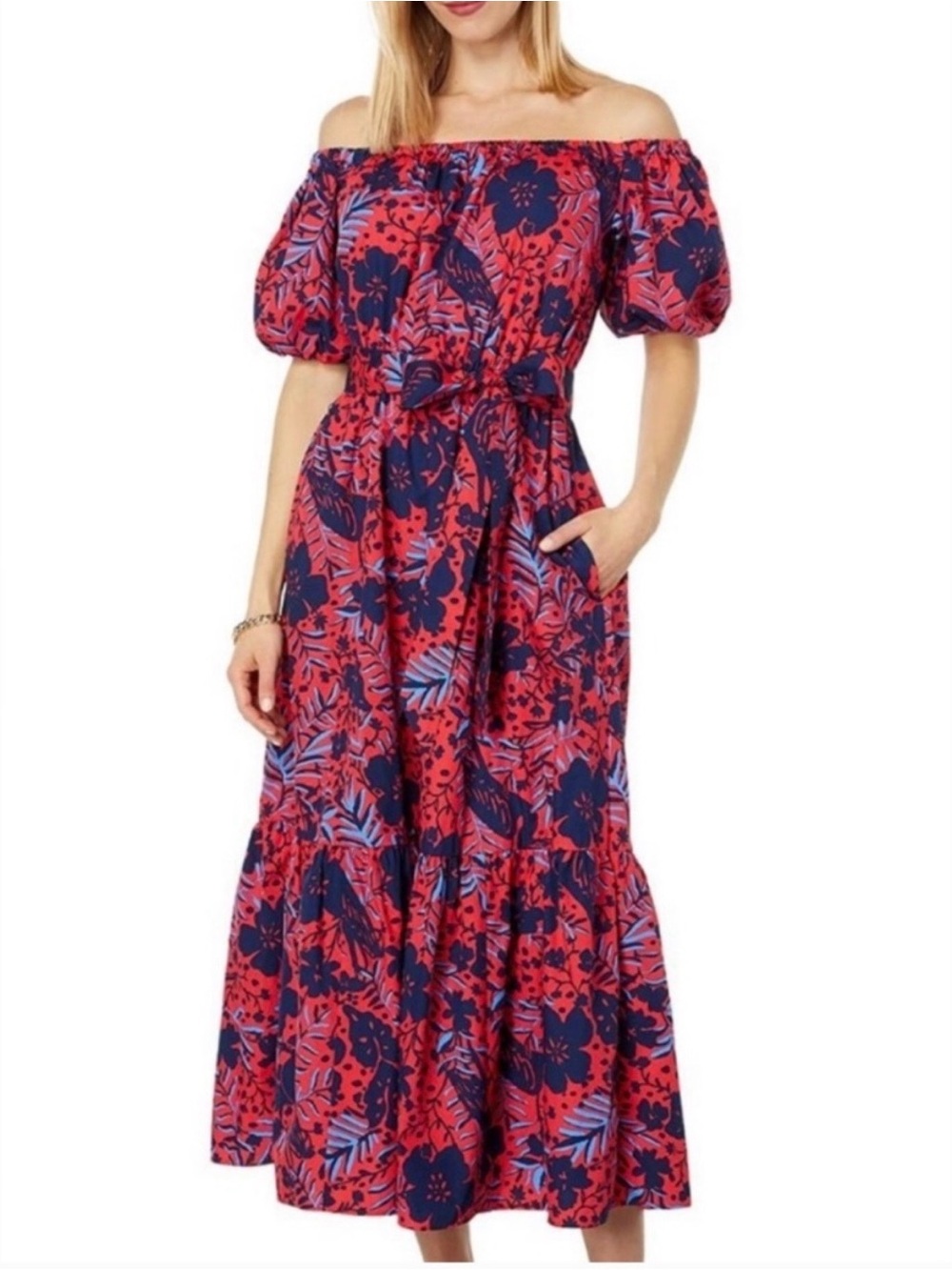Lilly PulitzerTamie  Off-Shoulder Floral Maxi Dress Ruby Red Herom my Own
